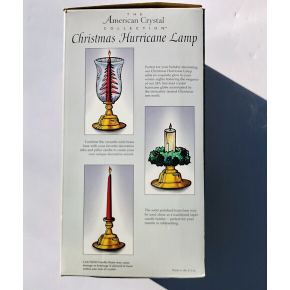 The American Collection Crystal Christmas Hurricane Lamp 24% fine Lead Crystal - Picture 8 of 8